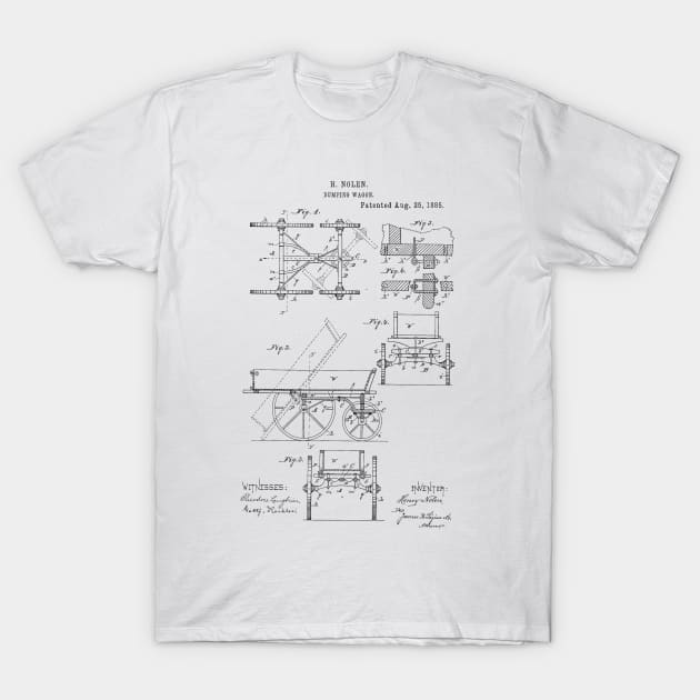 Dumping Wagon Vintage Patent Hand Drawing T-Shirt by TheYoungDesigns